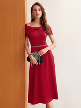MOTF PREMIUM TWIST ASYMMETRICAL SHOULDER SOLID DRESS